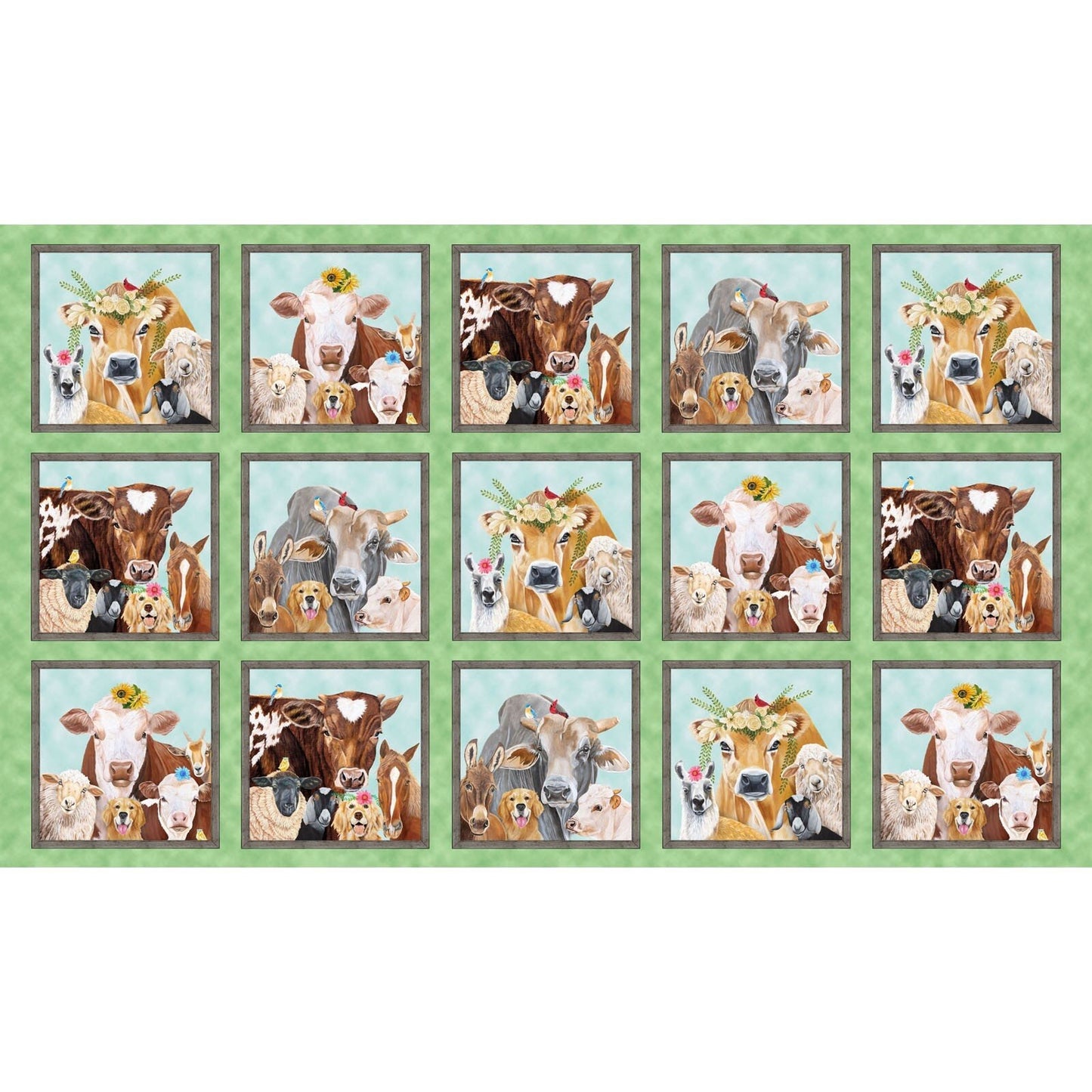 Happy Farm from Studio E Fabrics - 24" x 44" Panel Cows, Sheep, Horses, Goats, Dogs