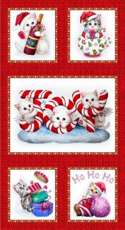 Furry and Bright from studio E - 24" x 44" Panel Christmas Kittens