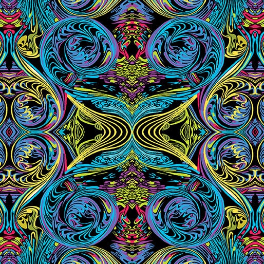 Curlique in Blue from the Heartscapes Line for Benartex - Half Yard Modern Curlique Swirls