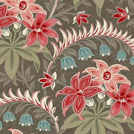 Large Floral Print in Dolphin from Tradewinds by Renee Nanneman for Andover Fabric - Half Yard - A-808-C