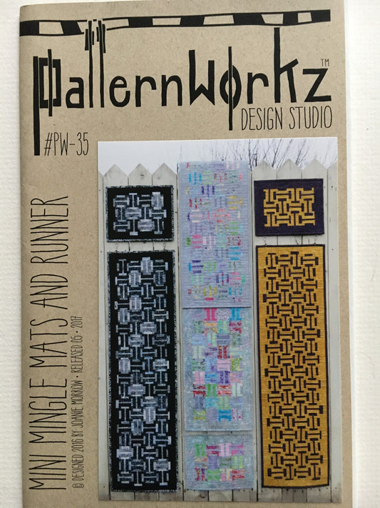 Mini Mingle placemats, table runner pattern - Joanie Morrow Patternworkz - 6 placemats 13 1/2" x 16 1/2" and runner 16 1/2" x 58 1/2"