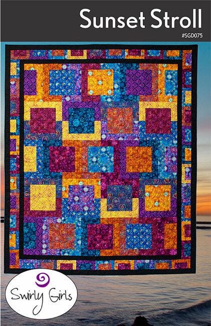 Sunset Stroll Quilt Pattern from Swirly Girl - Lap through Queen Size