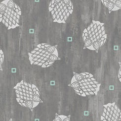 25% Off - Nocturne from Quilting Treasures - 1/2 Yard Owl Toss Gray