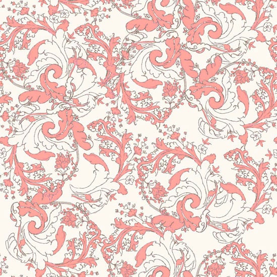 Ground Cover in Cream from Studio Palettes by River Bend - Half Yard Pink Floral Designs on Cream
