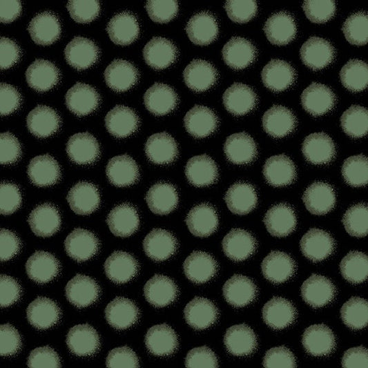 Verdigris from Andover Fabrics - 1/2 Yard Kensington in Burnish - Green Dots on Black