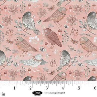 Birds from Petals and Pewter for Blank Quilting - 1/2 Yard - Dusty Rose