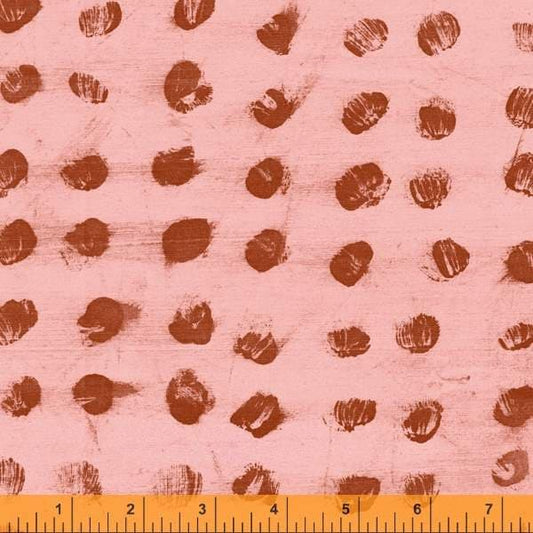 Fingerpaint from Random Thoughts by Marcia Derse for Windham Fabrics - 1/2 Yard of Brown Dots on Pink
