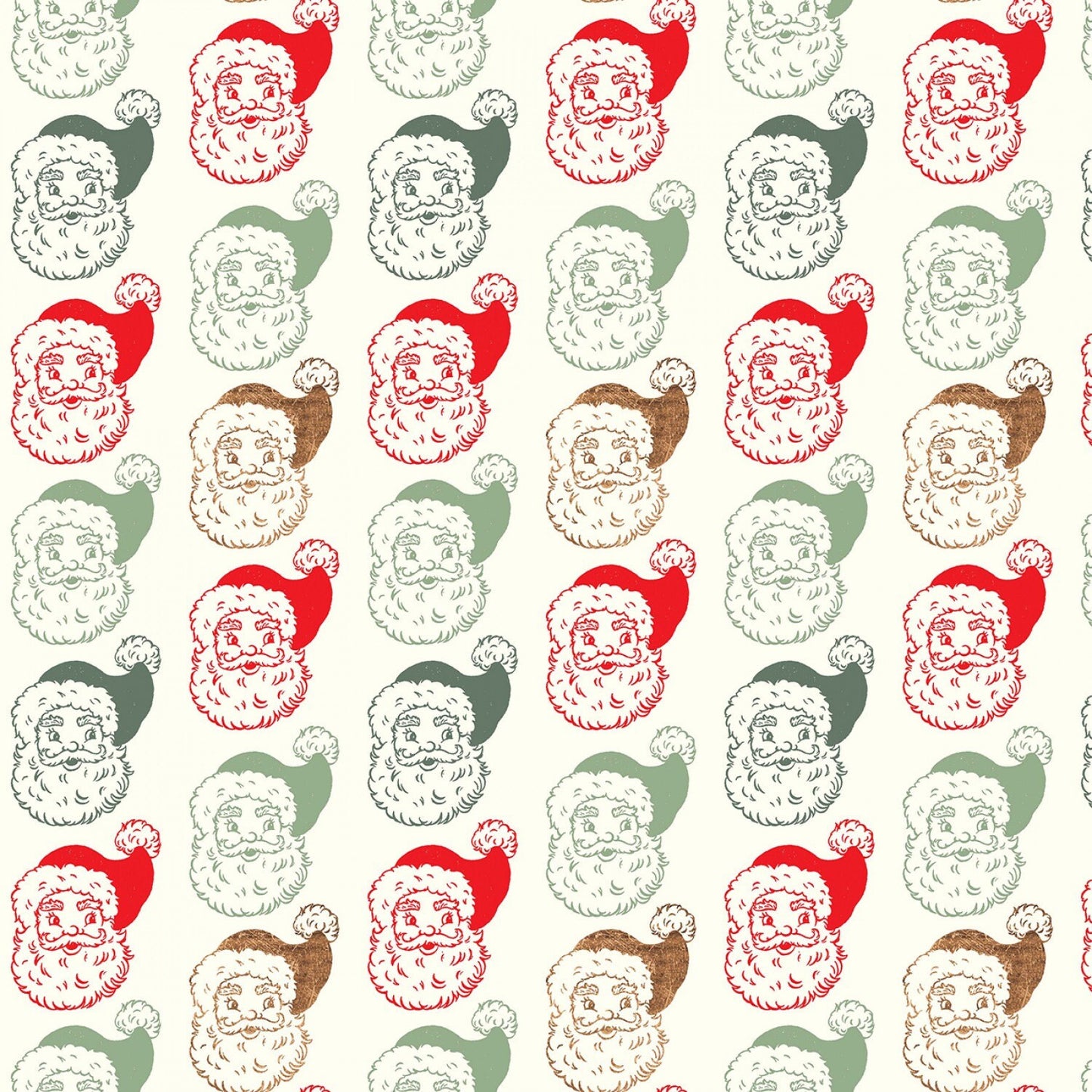 Vintage Whisper from Santa from Studio E Fabrics - 1/2 Yard Vintage Santa Faces - Christmas