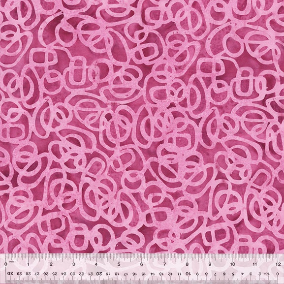 Pixie Batiks from Anthology Batiks - 1/2 Yard Interlinked - Taffy -Pink Scribble Batik