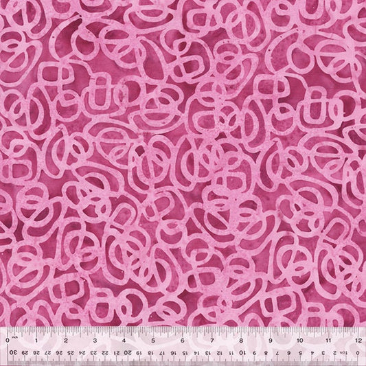 Pixie Batiks from Anthology Batiks - 1/2 Yard Interlinked - Taffy -Pink Scribble Batik
