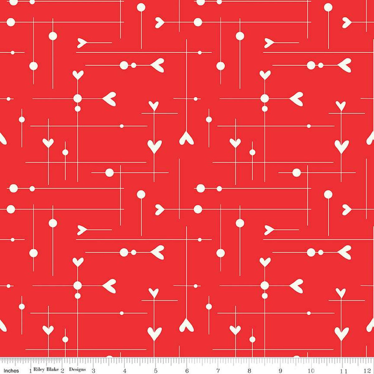 I Love Us from Riley Blake Fabrics - 1/2 Yard Dash and Dot Hearts Red - Valentines