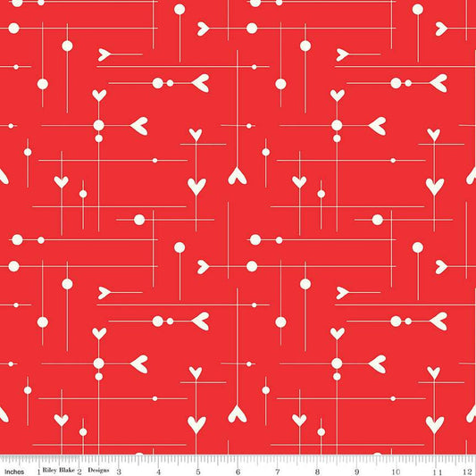 I Love Us from Riley Blake Fabrics - 1/2 Yard Dash and Dot Hearts Red - Valentines