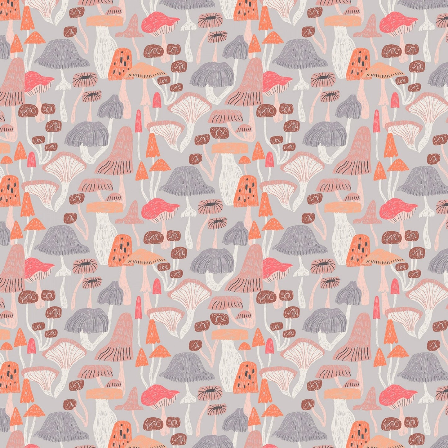 New Here from Dear Stella - 1/2 Yard Fog Mushrooms