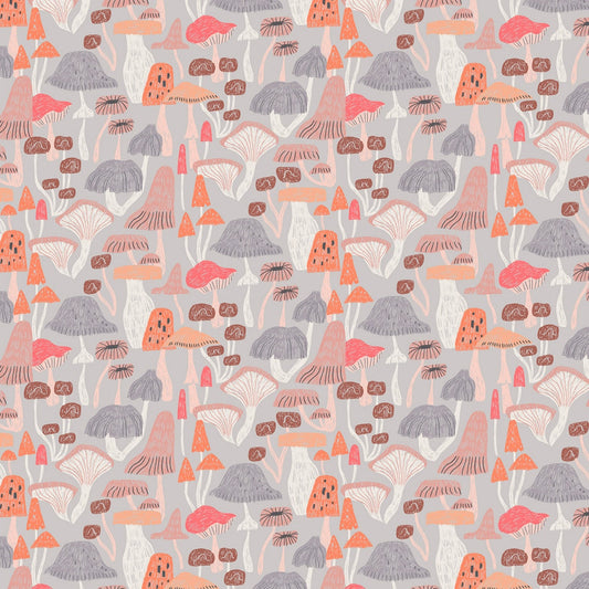 New Here from Dear Stella - 1/2 Yard Fog Mushrooms