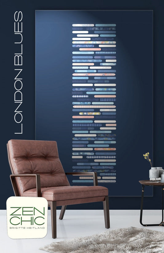 London Blues Quilt Pattern from Zen Chic - 51" x 81" Modern Quilt Pattern - Intermediate Quilter Level - Jelly Roll Friendly