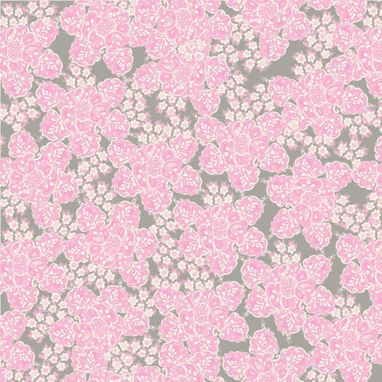 Fortini Flower in Ballet Pink from Studio Palettes by River Bend - Half Yard of Light Pink on Grey
