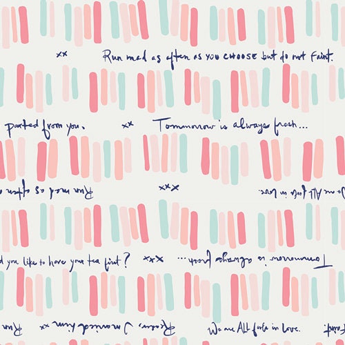 25% Off - Sale - Paperie from Art Gallery Fabrics - 1/2 Yard Quoted - Modern Books and quotes on Creamy White