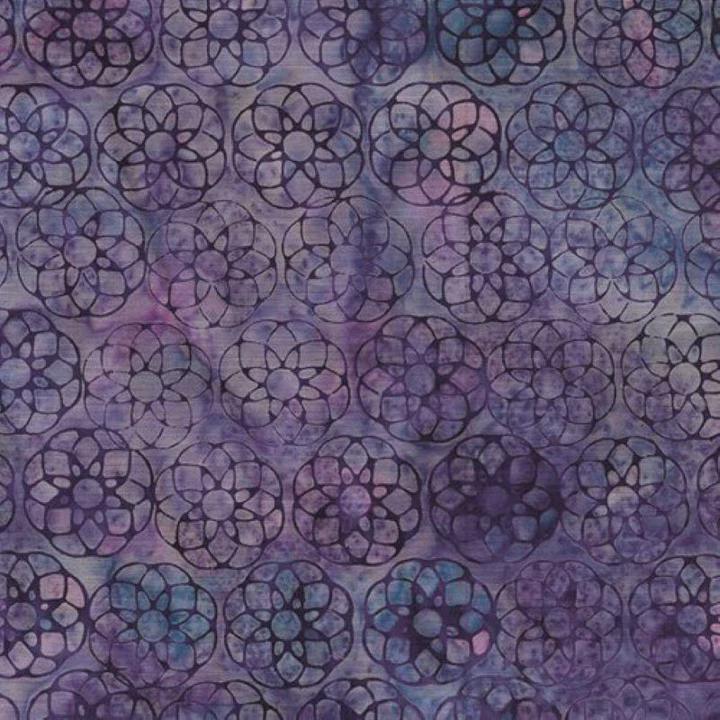 Geometric Flower in Heather from Heavy Metal for Island Batik- 1/2 Yard
