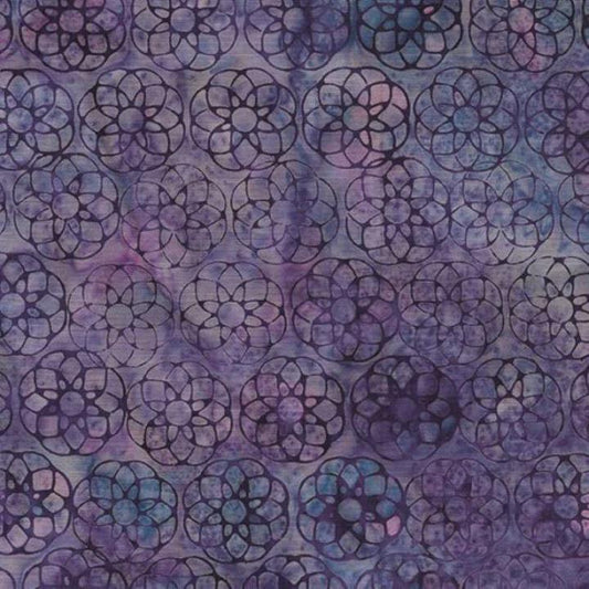 Geometric Flower in Heather from Heavy Metal for Island Batik- 1/2 Yard