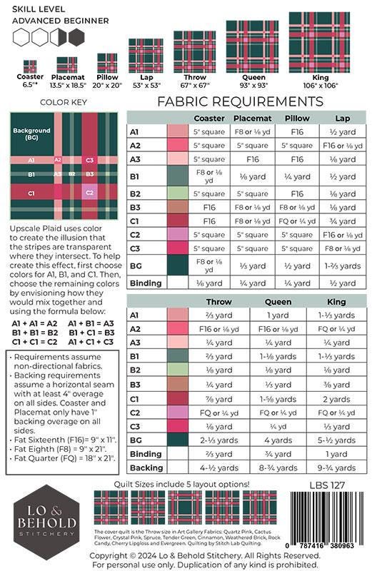 Upscale Plaid Quilt Pattern from Lo and Behold Stitchery - Optional Sizing, Advanced Beginner Level