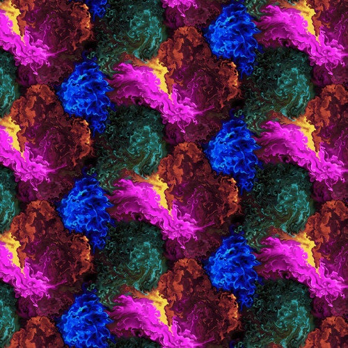 Disco Tech from Studio E Fabrics - 1/2 Yard Colorful Smoke - Bright on Black