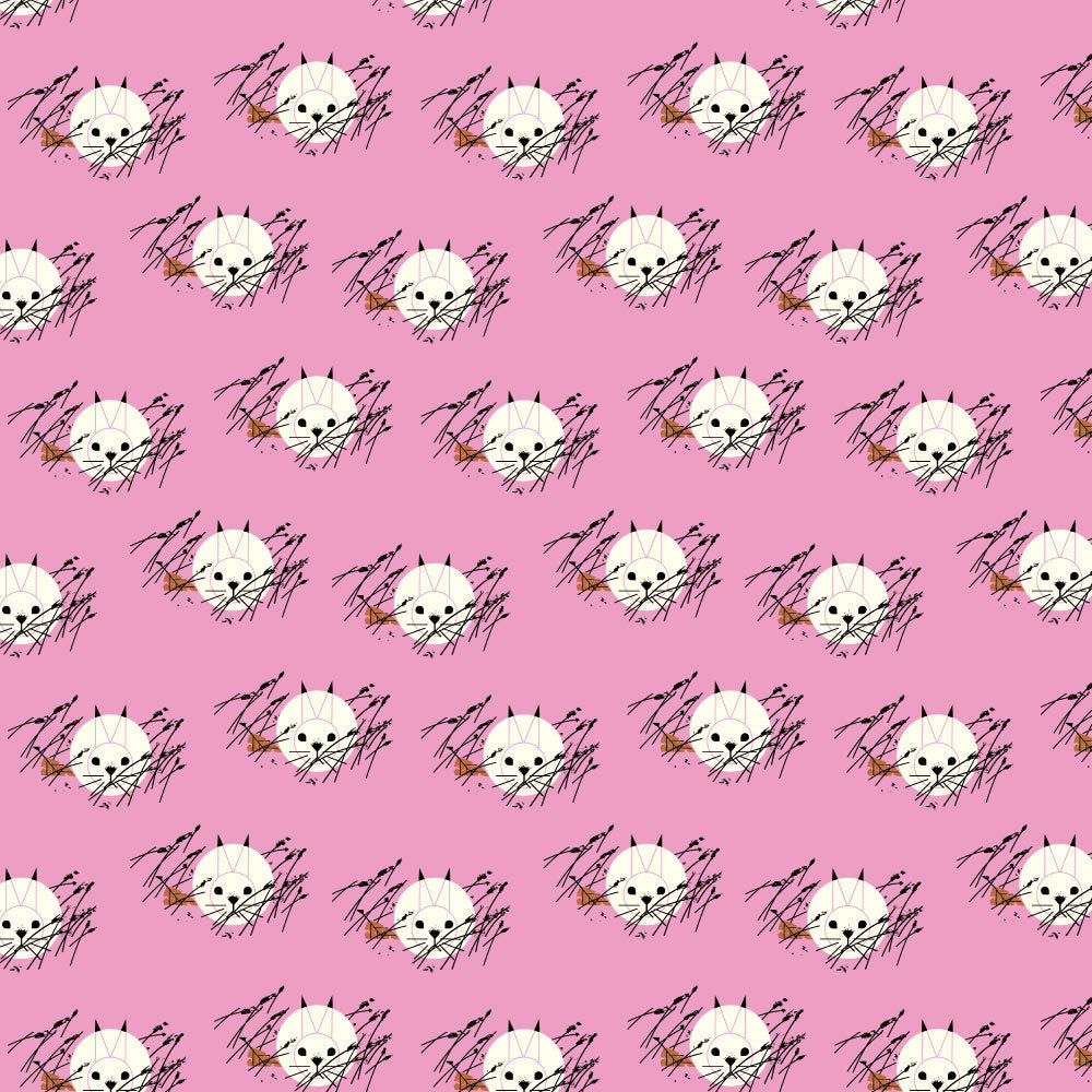 Honey Bunny by Charley Harper for Birch Fabrics - 1/2 Yard 100% Organic Cotton - Nurture Volume 2 - Rabbits on Pink