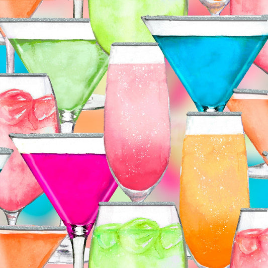 Mixology from 3 Wishes Fabrics - 1/2 Yard of Packed Drinks