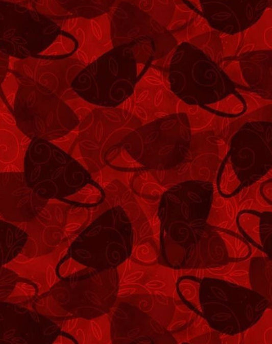 25% Off - Sale - Morning Coffee from Wilmington Prints - Half Yard Coffee Cups on Red