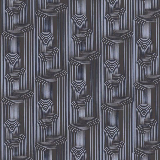 Maze in Black from Studio Palettes by River Bend - Half Yard White Interlocking Designs on Black