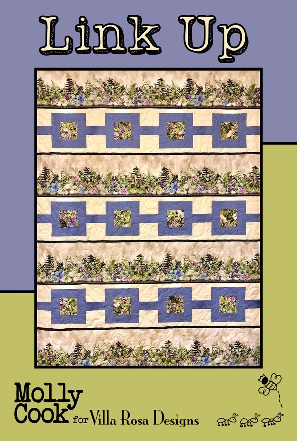 Link Up Quilt Pattern by Molly Cook for Villa Rosa Designs - Instructions for 55" x 70" Lap Quilt - Postcard Size Pattern