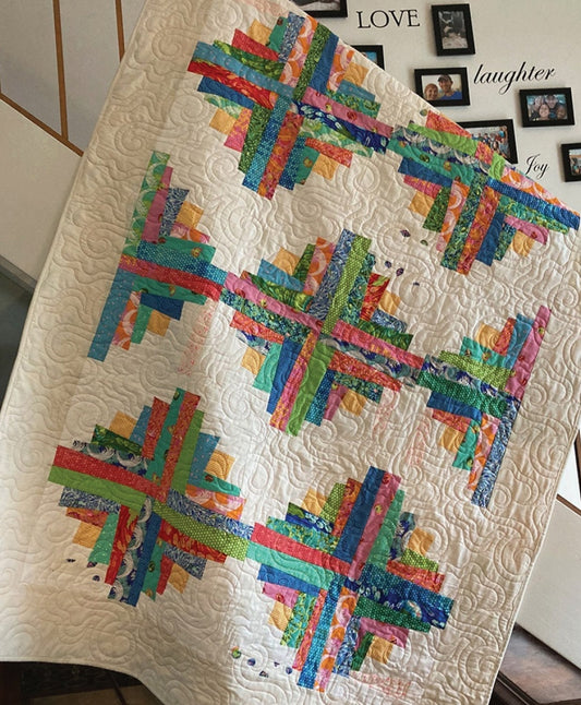 Bubbles, Baubles and Balloons Quilt Pattern - Cut Loose Press - Wonky Log Cabin Quilt - Uses Creative Grids 10" Wonky Log Cabin Trim Tool