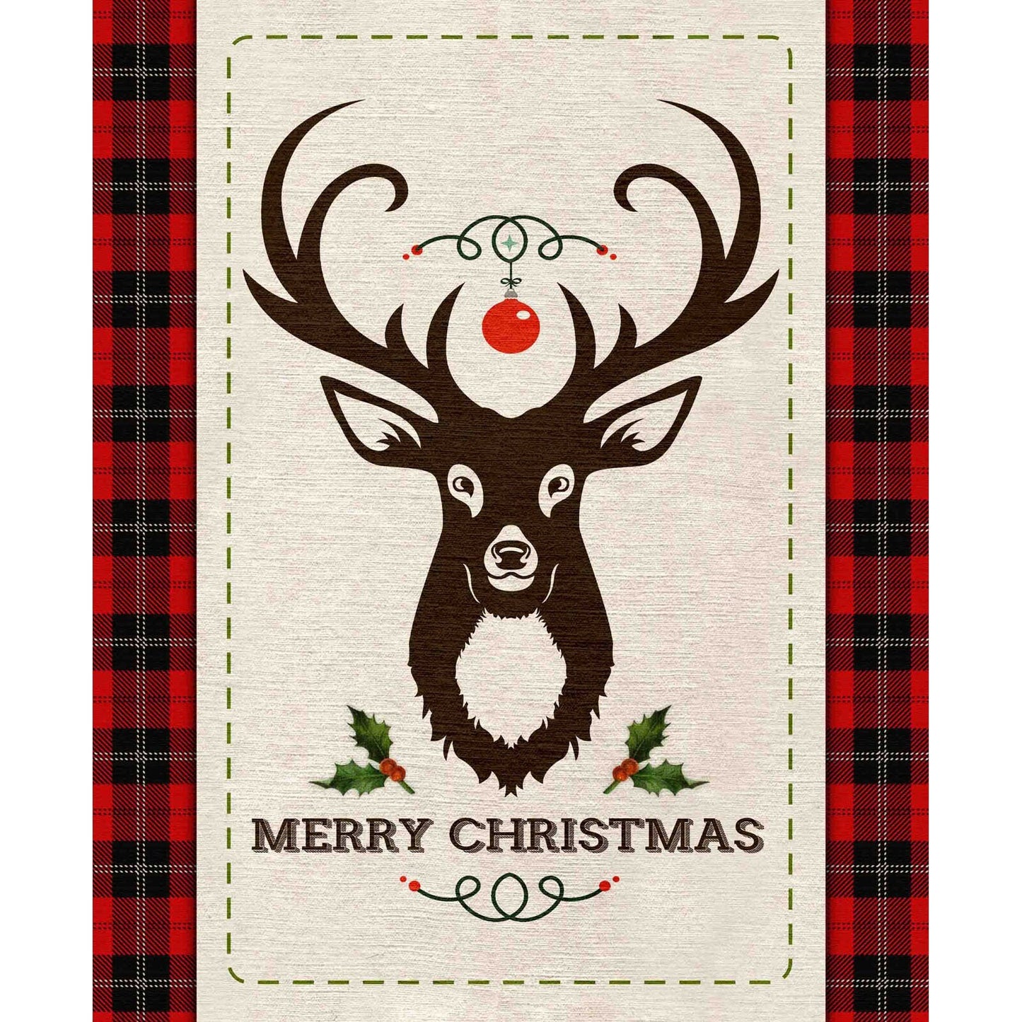 Merry Deer Panel from Springs Creative - 1 Yard Christmas Deer Panel