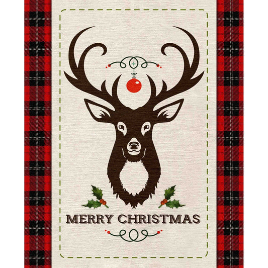 Merry Deer Panel from Springs Creative - 1 Yard Christmas Deer Panel