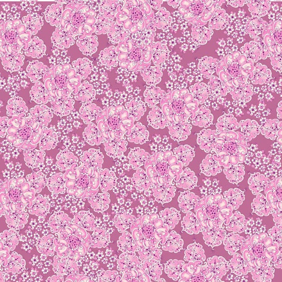 Fortini Flower in Magenta from Studio Palettes by River Bend - Half Yard of Magenta Flowers on Pink