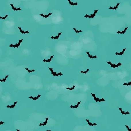 Hocus Pocus from Michael Miller Fabrics - 1/2 Yard of Small Print Bats on Teal - 1/2 or 1 Yard Cuts ONLY*