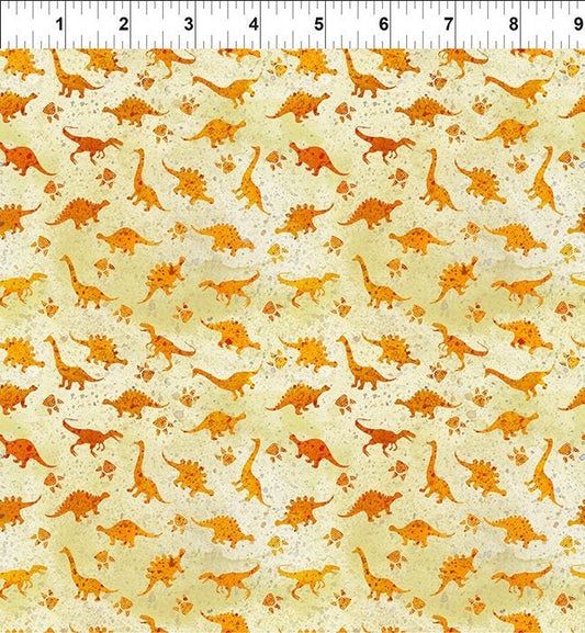 Dinosaur Friends from In the Beginning Fabrics - 1/2 Yard Small Orange Dinosaurs