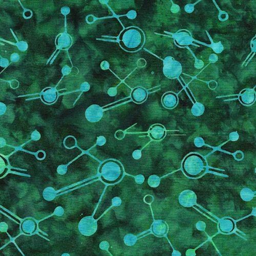 Pins and Needles in Teal Seaweed from Squiggles Dots and Lines for Island Batik- 1/2 Abstract Tossed Pins