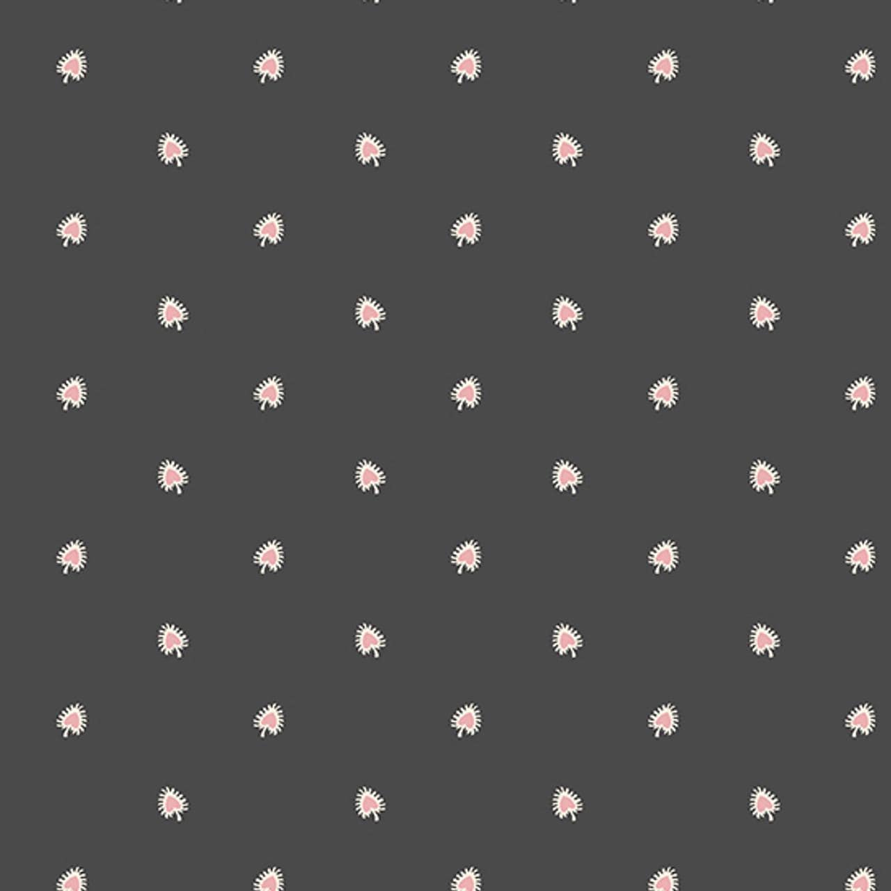 Fan Black from Tangent by Andover Fabrics - 1/2 Yard - Pink Fans on Black