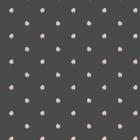 Fan Black from Tangent by Andover Fabrics - 1/2 Yard - Pink Fans on Black
