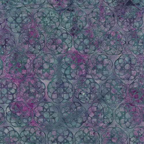 Geometric Flower in Multi Blue Purple from Heavy Metal for Island Batik- 1/2 Yard