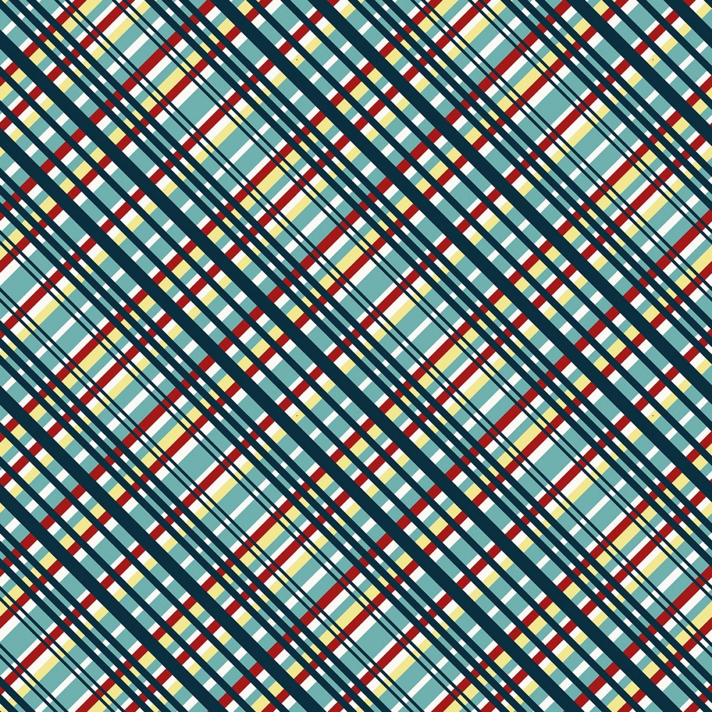 Zooming Chickens from Studio E Fabrics - 1/2 Yard Teal Red Diagonal Plaid