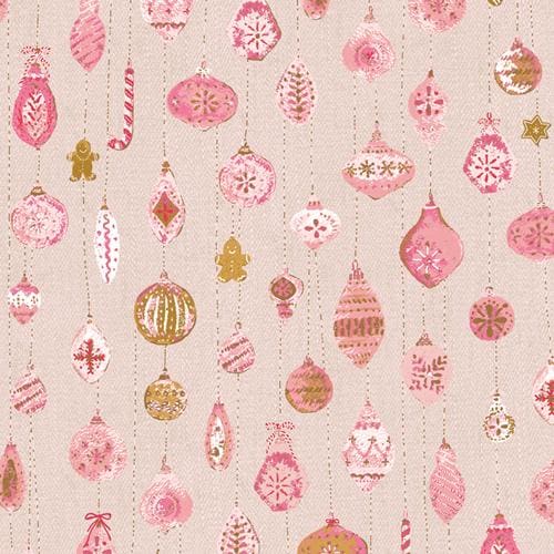 Adventale from Art Gallery - 1/2 Yard Sugared Ornaments - Christmas Ornaments, Pink