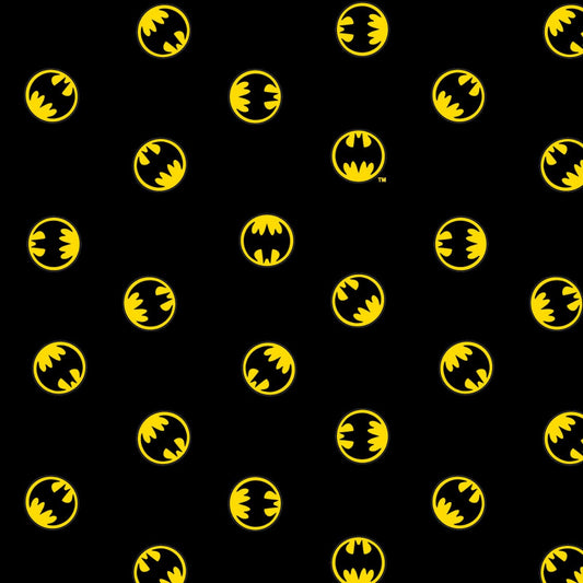 Batman 80th Anniversary from Camelot Cottons - 1/2 Yard Batman Symbol on Black