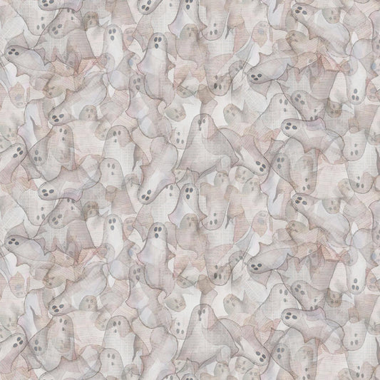 Faboolous from Clothworks - 1/2 Yard Khaki Ghosts - Halloween
