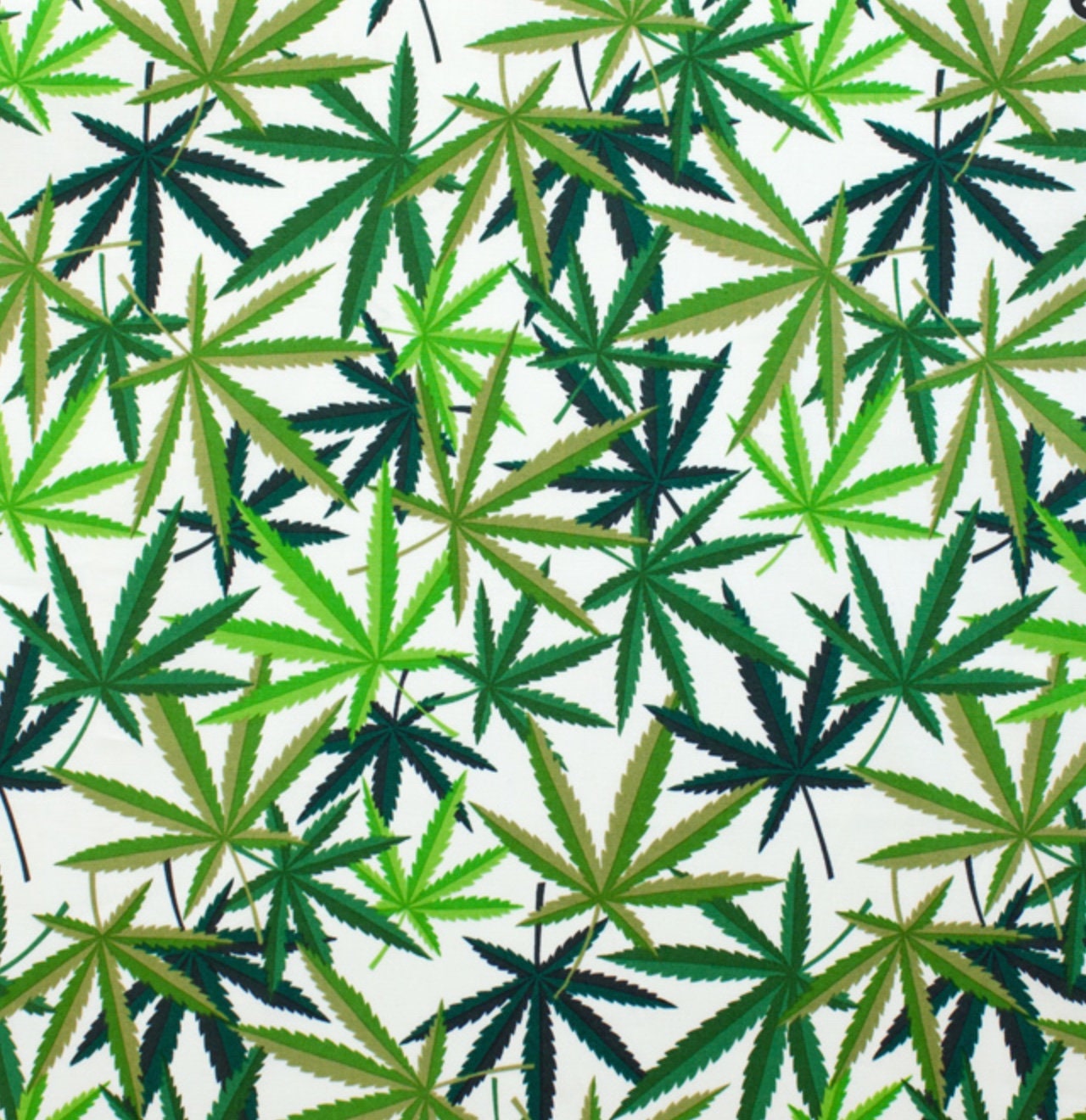 Herb from Alexander Henry - Half Yard Cannabis Leaves on Cream
