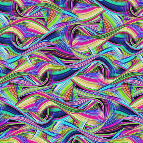 Disco Tech from Studio E Fabrics - 1/2 Yard Rainbow Ribbons - Bright Modern
