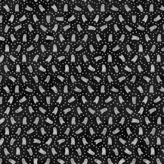 Spooky Hallow from Maywood Studios - 1/2 Yard Ghosts on Black - Halloween