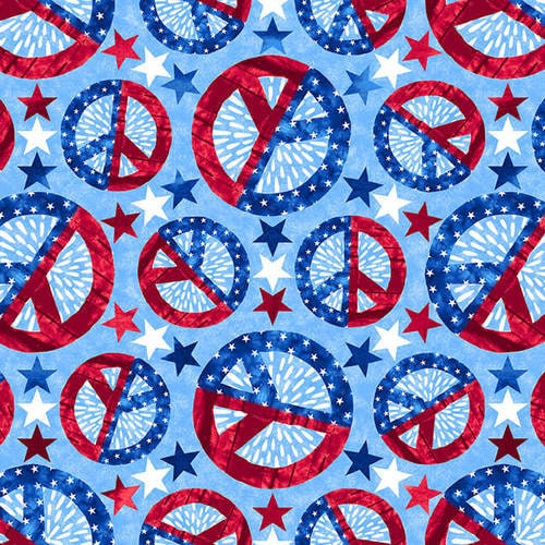 One Land, One Flag from Blank Quilting Corp - 1/2 Yard Patriotic Peace Signs