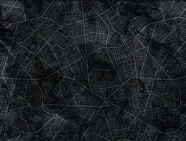 City Harbor by Deborah Edwards and Melanie Samra for Northcott Fabrics- 1/2 Yard Urban Map on Black
