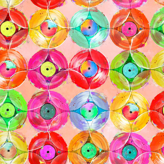 Rhythm & Hues from 3 Wishes Fabrics - 1/2 Yard Bright Records Vinyl